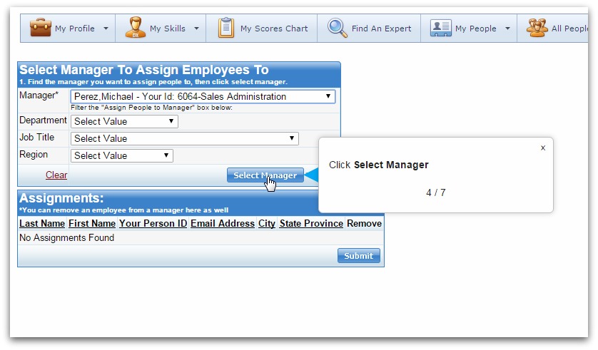 Assign employee screenshots